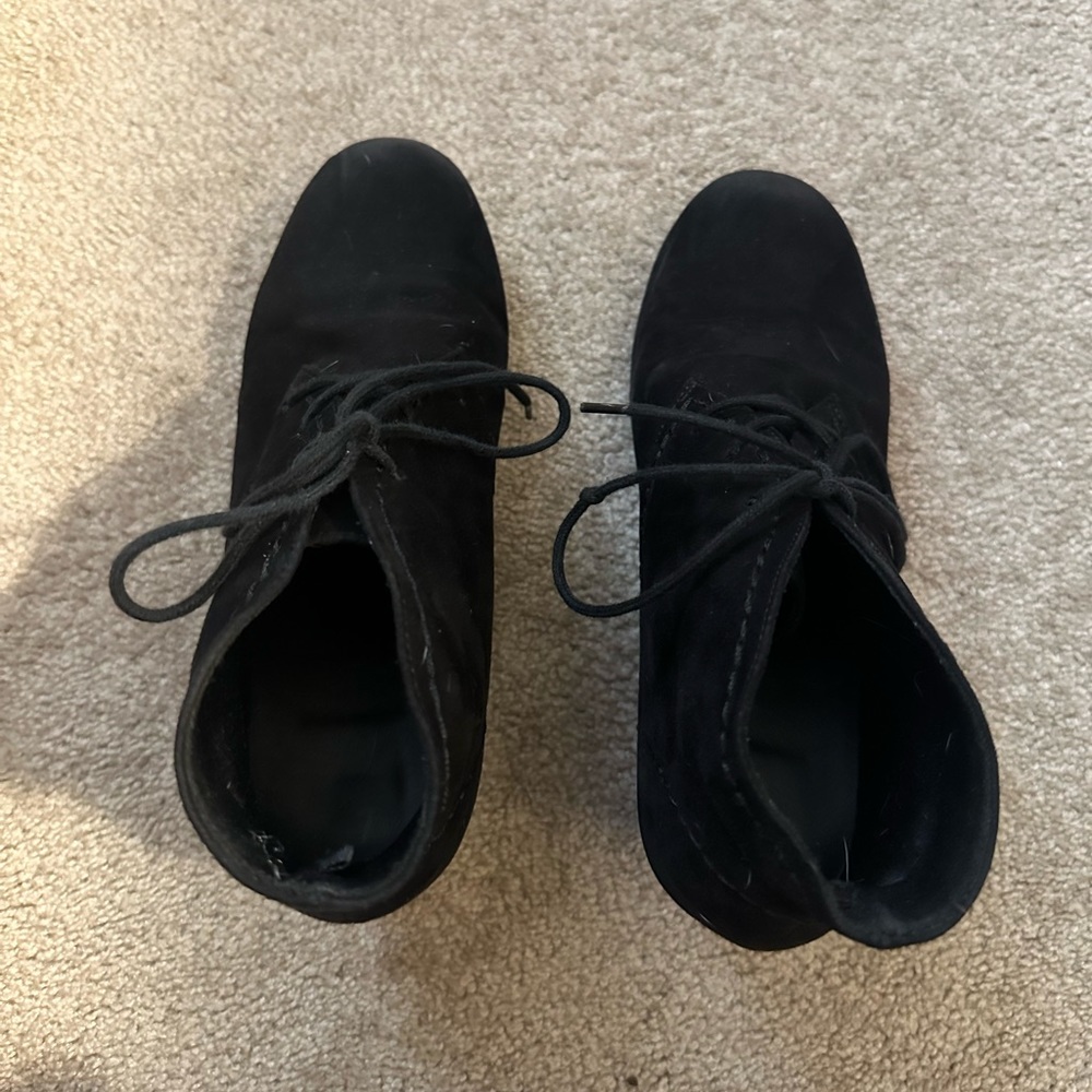 Time and Tru Black Heeled Lace Boots Size: 7